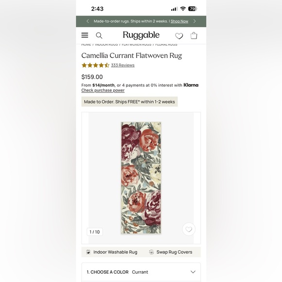 Ruggable Floral Runner - Multi-Color - Picture 3 of 3